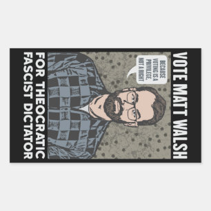 Stemming Matt Walsh - Theocratische fascist - SBG4 Rechthoekige Sticker
