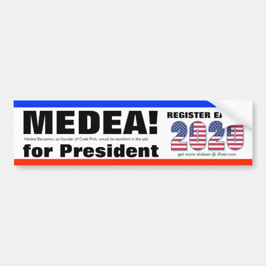 STEMMING MEDEA BENJAMIN VOOR PRESIDENT IN 2020 - BUMPERSTICKER (Voorkant)