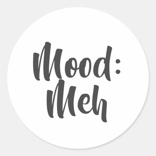 Stemming: Meh Minimalistische Grappig Ronde Sticker (Voorkant)