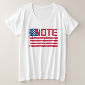 Stemming met de Amerikaanse vlag. Grote Maat T-shirt (Design voorkant)
