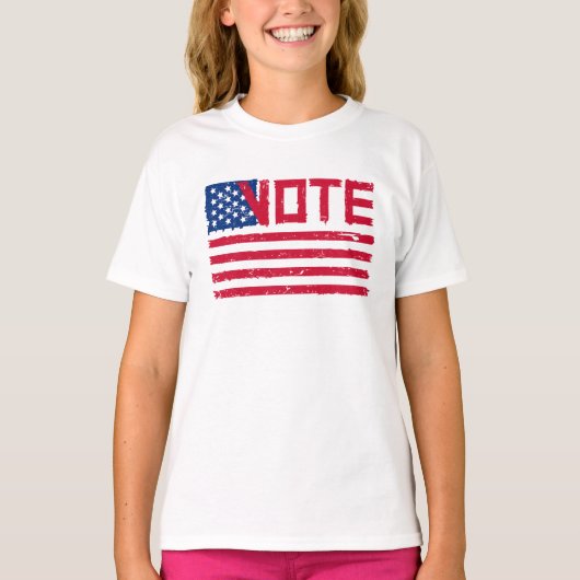 Stemming met de Amerikaanse vlag. T-shirt (Voorkant)