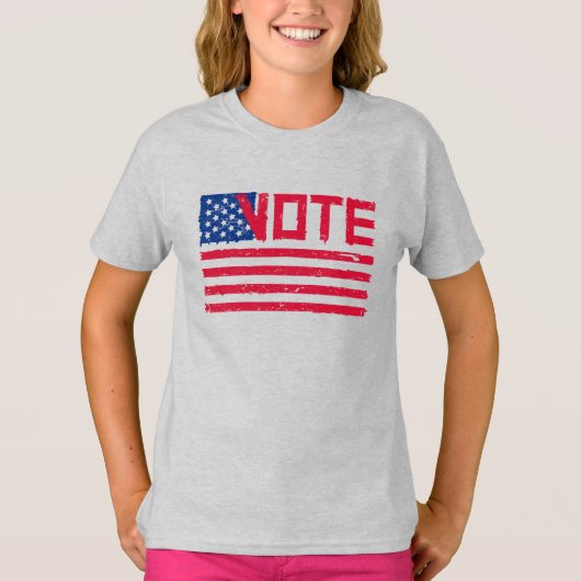 Stemming met de Amerikaanse vlag. T-shirt (Voorkant)