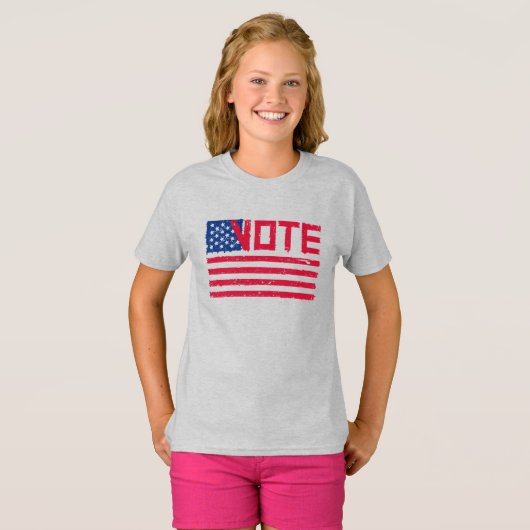 Stemming met de Amerikaanse vlag. T-shirt (Voorkant volledig)