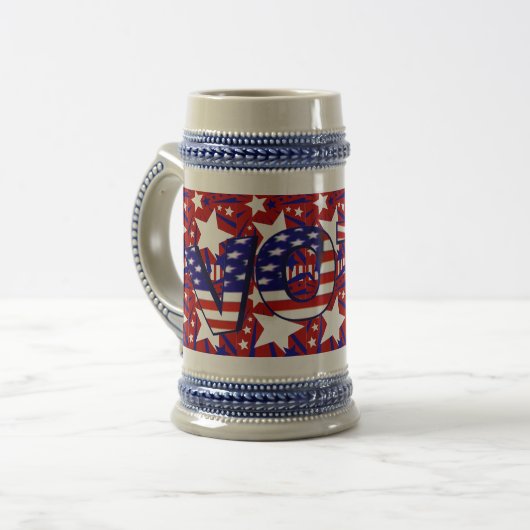 Stemming met sterren en strips - bierpul (Voorkant links)