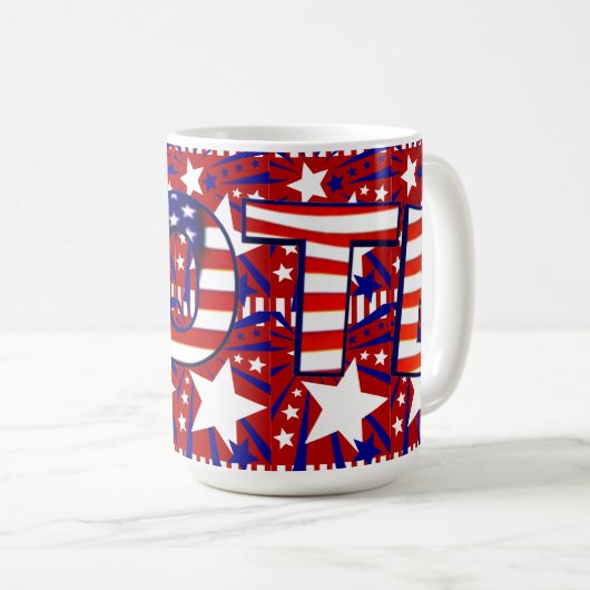 Stemming met sterren en strips - koffiemok (Voorkant rechts)