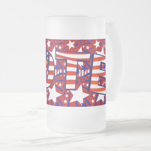 Stemming met sterren en strips - matglas bierpul (Voorkant rechts)