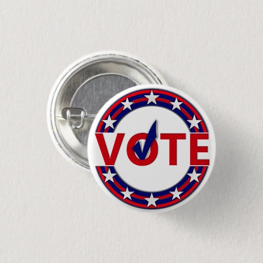 Stemming met vinkje ronde button 3,2 cm (Voorkant /achterkant)