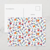 Stemming modern Floral Oranje blauw geel Briefkaart (Voorkant / Achterkant)