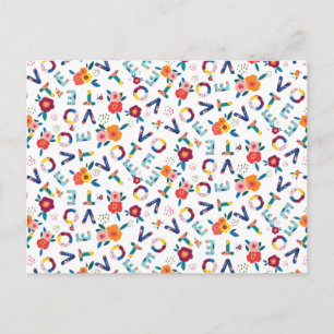 Stemming modern Floral Oranje blauw geel Briefkaart