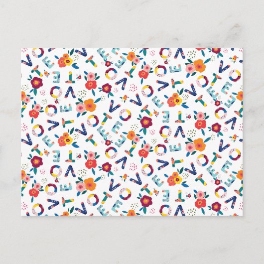 Stemming modern Floral Oranje blauw geel Briefkaart (Voorkant)