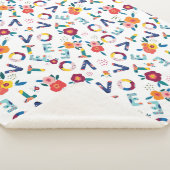 Stemming modern Floral Patroon in Blauw Groen Roze Sherpa Deken (3/4)