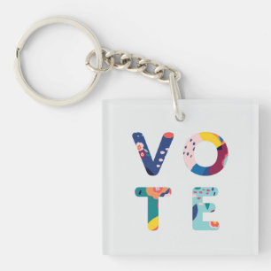 Stemming: moderne Floral Patroon Blauwe Acrylische Sleutelhanger