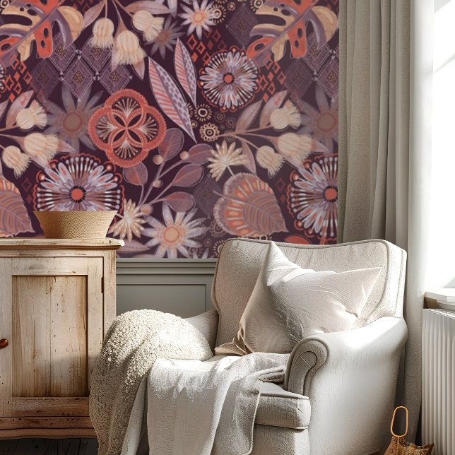 Stemming Moody Boho Tropisch Botanisch Behang (Creator heeft geüpload)