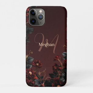Stemming Moody Donkerrood en Zwart Bloemmotief met Case-Mate iPhone Case