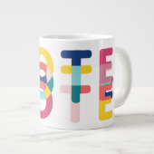 Stemming: Multicolor regenboog Modern Geel Blauw Grote Koffiekop (Voorkant rechts)