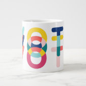 Stemming: Multicolor regenboog Modern Geel Blauw Grote Koffiekop (Voorkant)