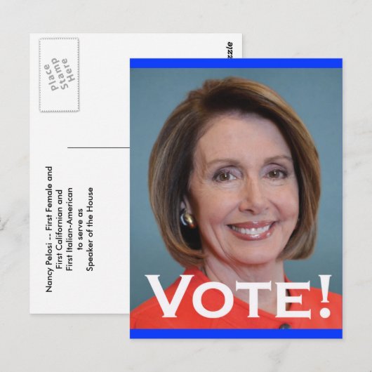Stemming: Nancy Pelosi Briefkaart (Voorkant / Achterkant)
