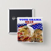 Stemming: Obama 2012_Button Vierkante Button 5,1 Cm (Voorkant /achterkant)
