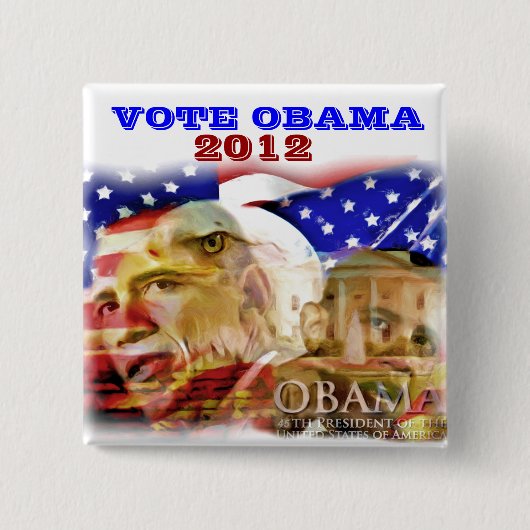 Stemming: Obama 2012_Button Vierkante Button 5,1 Cm (Voorkant)
