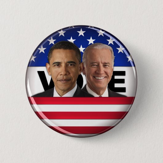 Stemming: Obama & Biden Ronde Button 5,7 Cm (Voorkant)