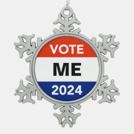 Stemming op persoonlijke titel 2024: Verkiezingsca Tin Sneeuwvlok Ornament