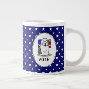Stemming! Oud Engels Sheepdog Grey 1 Cute Politica Grote Koffiekop