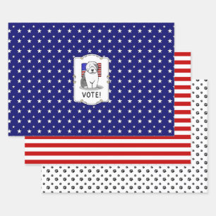 Stemming! Oud Engels Sheepdog Grey 1 Cute Politica Inpakpapier Vel