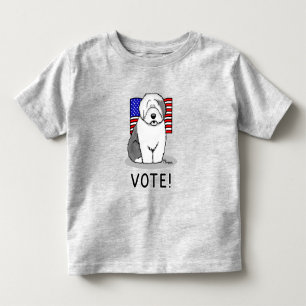 Stemming! Oud Engels Sheepdog Grey 1 Cute Politica Kinder Shirts