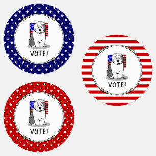 Stemming! Oud Engels Sheepdog Grey 1 Cute Politica Labels