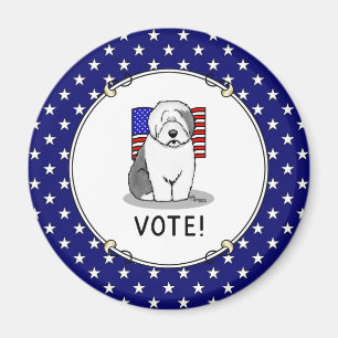 Stemming! Oud Engels Sheepdog Grey 1 Cute Politica Magneet