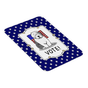 Stemming! Oud Engels Sheepdog Grey 1 Cute Politica Magneet