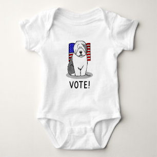 Stemming! Oud Engels Sheepdog Grey 1 Cute Politica Romper