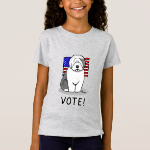 Stemming! Oud Engels Sheepdog Grey 1 Cute Politica T-shirt