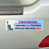 Stemming over mijn vrijheden bumpersticker (Op auto)