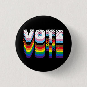 Stemming over regenboogtypografie Gay Pride modern Ronde Button 3,2 Cm
