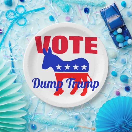 STEMMING Patriottische Donkey, Stars, Dump Trump Papieren Bordje (Feest)