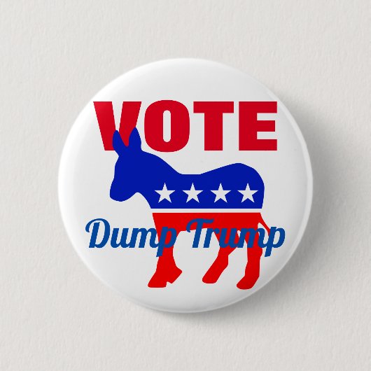 STEMMING Patriottische Donkey, Stars, Dump Trump Ronde Button 5,7 Cm (Voorkant)
