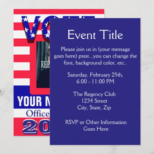 Stemming politieke campagne kaart (Voorkant / Achterkant)