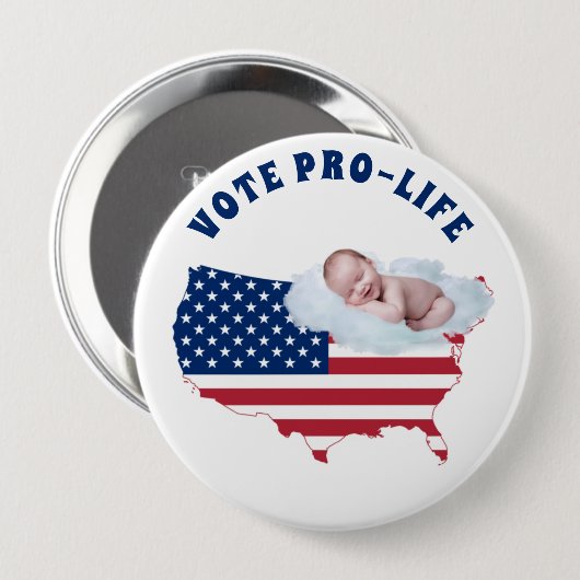 STEMMING PRO-LIFE-Baby Amerikaanse vlag Verenigde  Ronde Button 4,0 Cm (Voorkant /achterkant)