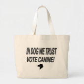 Stemming: punt met zwarte tekst grote tote bag (Voorkant)