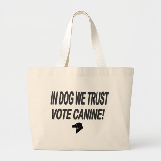 Stemming: punt met zwarte tekst grote tote bag (Voorkant)