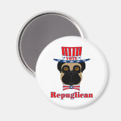 Stemming: regPUGlican Funny Pug in rood wit blauw Magneet (Voorkant / Achterkant)