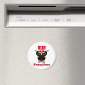 Stemming: regPUGlican Funny Pug in rood wit blauw Magneet (Insitu (Vaatwasser))