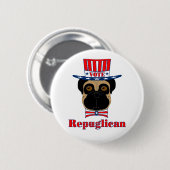 Stemming: regPUGlican Funny Pug in rood wit blauw Ronde Button 5,7 Cm (Voorkant /achterkant)
