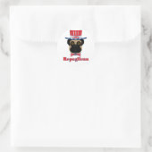 Stemming: regPUGlican Funny Pug in rood wit blauw Ronde Sticker (Tas)