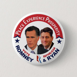 Stemming: Republican Romney & Ryan Ronde Button 5,7 Cm