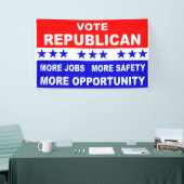 Stemming republikein meer banen, veiligheid en kan spandoek (Beurs)