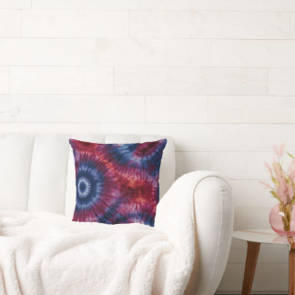 Stemming Rode Blauwe en Paarse Tie Dye Spiraal  Kussen