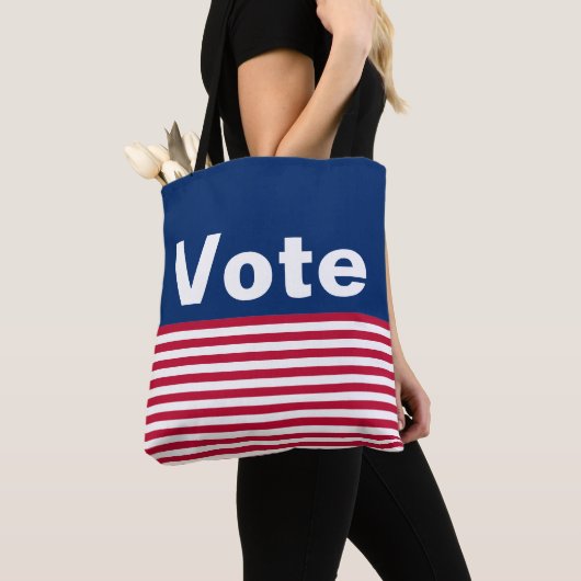 Stemming: rode witte en blauwe strepen tote bag (Dichtbij)