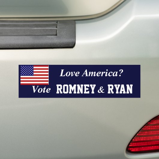 Stemming: Romney Ryan Bumpersticker (Op auto)